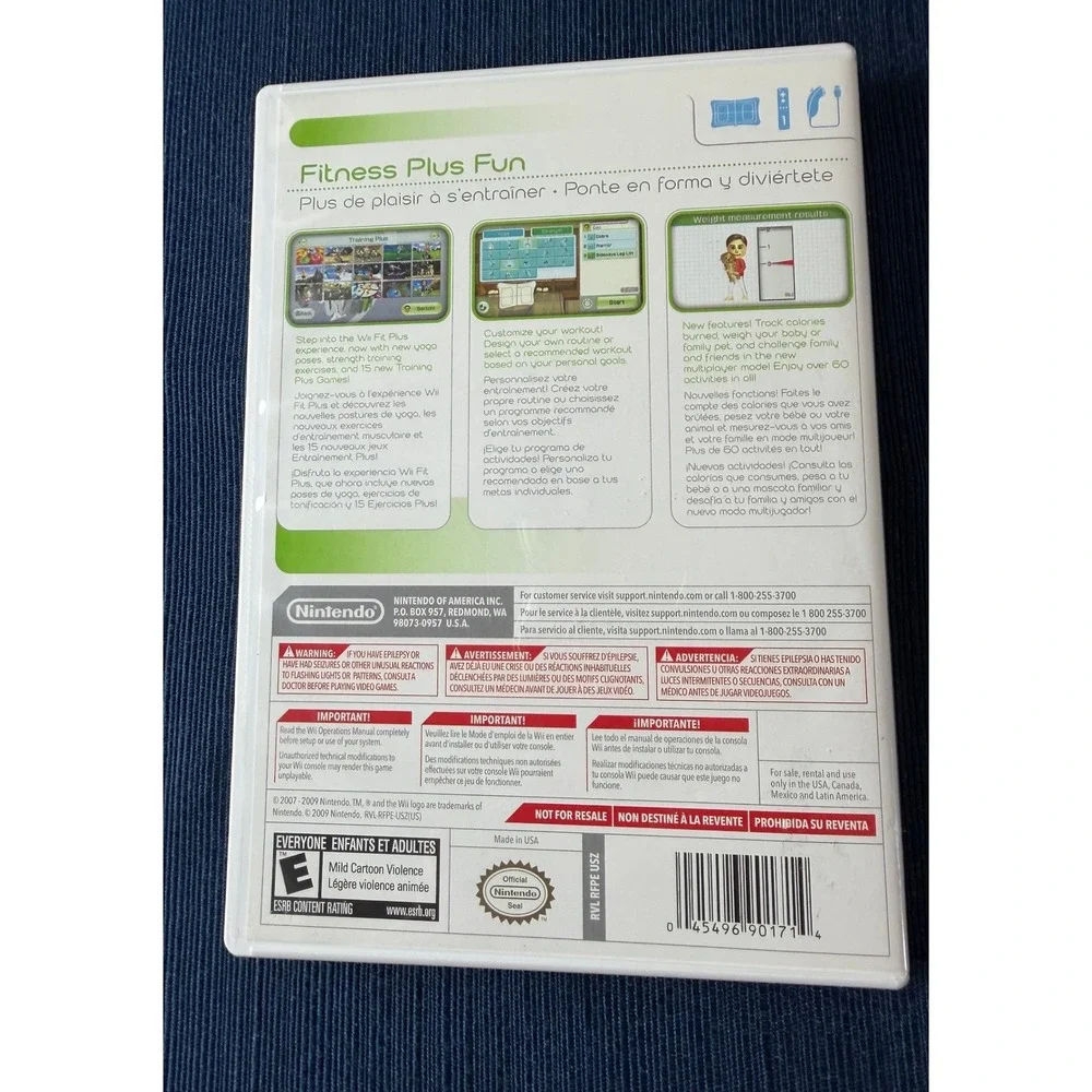 Nintendo Wii Fit Plus Game Wii Size OS White Fitness Exercise Workout Video Game